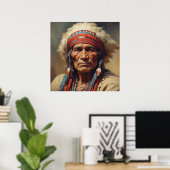 Geronimo Indiaans Stamhoofd Krijger Portret Poster (Thuiskantoor)
