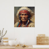 Geronimo Indiaans Stamhoofd Krijger Portret Poster (Keuken)