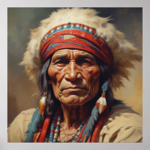 Geronimo Indiaans Stamhoofd Krijger Portret Poster