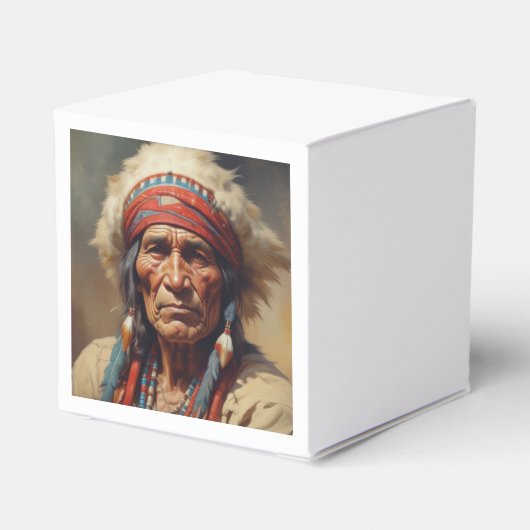 Geronimo Indiaanse krijger portret Bedankdoosjes (Achterkant)