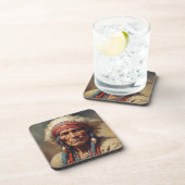 Geronimo Indiaanse krijger portret Bier Onderzetter (Rechterzijde)