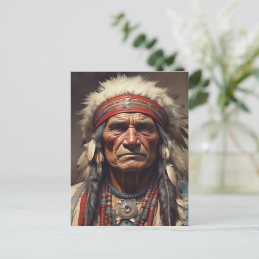 Geronimo Indiaanse krijger portret Briefkaart (Staand voorkant)