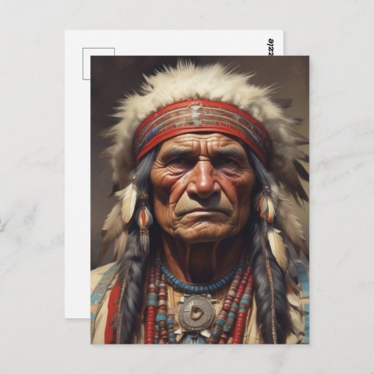 Geronimo Indiaanse krijger portret Briefkaart (Voorkant / Achterkant)