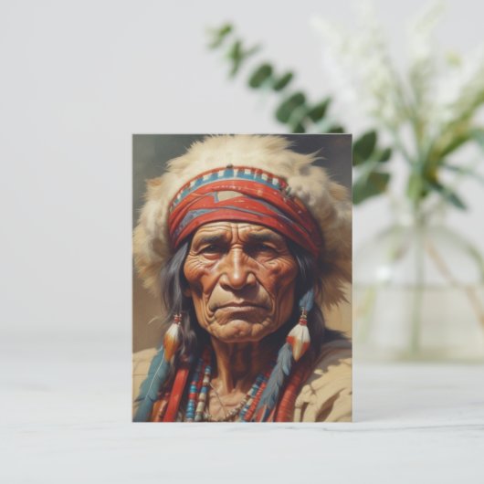 Geronimo Indiaanse krijger portret Briefkaart (Staand voorkant)