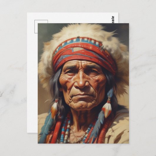 Geronimo Indiaanse krijger portret Briefkaart (Voorkant / Achterkant)