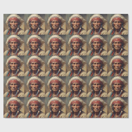 Geronimo Indiaanse krijger portret Cadeaupapier (Vlak)