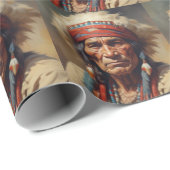 Geronimo Indiaanse krijger portret Cadeaupapier (Rol Hoek)