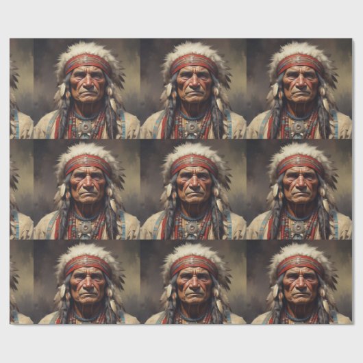 Geronimo Indiaanse krijger portret Cadeaupapier (Vlak)