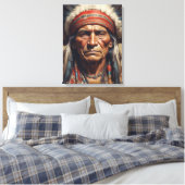 Geronimo Indiaanse krijger portret Canvas Afdruk (Insitu (Slaapkamer))