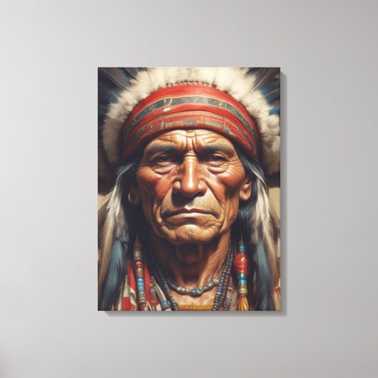 Geronimo Indiaanse krijger portret Canvas Afdruk (Voorkant)