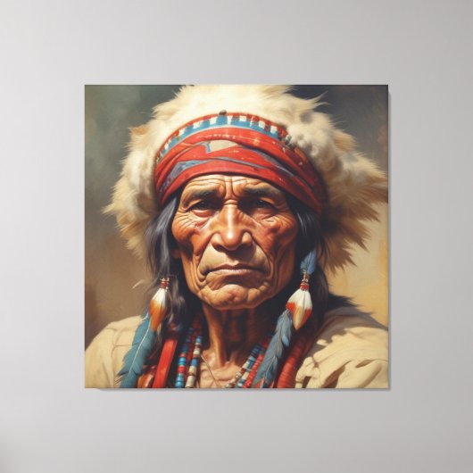 Geronimo Indiaanse krijger portret Canvas Afdruk (Voorkant)