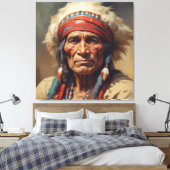 Geronimo Indiaanse krijger portret Canvas Afdruk (Insitu (Slaapkamer))