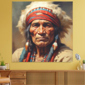Geronimo Indiaanse krijger portret Canvas Afdruk (Insitu (Woonkamer))