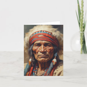 Geronimo Indiaanse krijger portret Feestdagen Kaart
