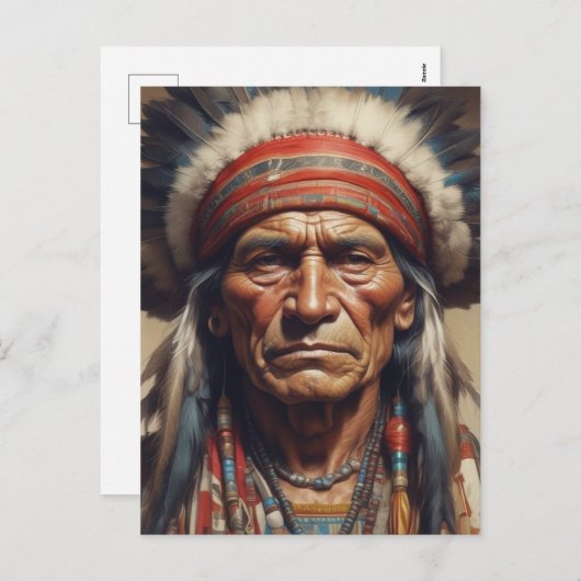 Geronimo Indiaanse krijger portret Feestdagenkaart (Voorkant / Achterkant)