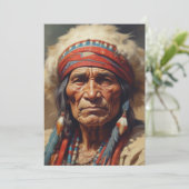 Geronimo Indiaanse krijger portret Feestdagenkaart (Staand voorkant)