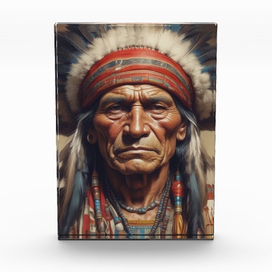 Geronimo Indiaanse krijger portret Fotoblokken (Voorkant)