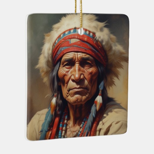 Geronimo Indiaanse krijger portret Keramisch Ornament (Rechts)