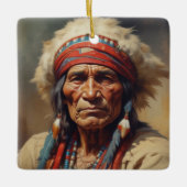 Geronimo Indiaanse krijger portret Keramisch Ornament (Voorkant)