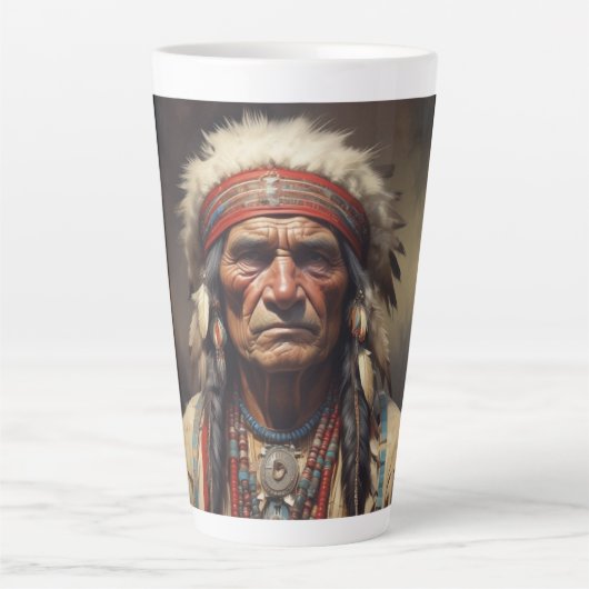 Geronimo Indiaanse krijger portret Latte Mok (Voorkant)