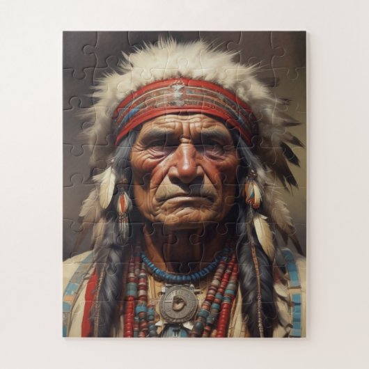 Geronimo Indiaanse krijger portret Legpuzzel (Verticaal)