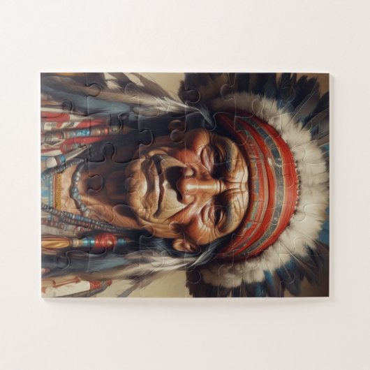 Geronimo Indiaanse krijger portret Legpuzzel (Horizontaal)