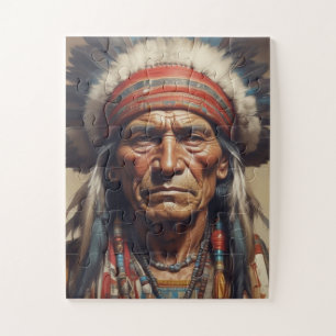 Geronimo Indiaanse krijger portret Legpuzzel