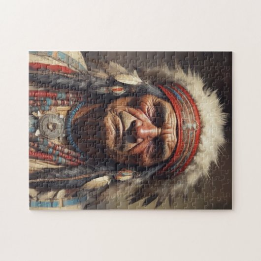 Geronimo Indiaanse krijger portret Legpuzzel (Horizontaal)