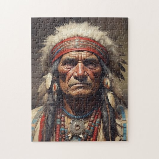 Geronimo Indiaanse krijger portret Legpuzzel (Verticaal)