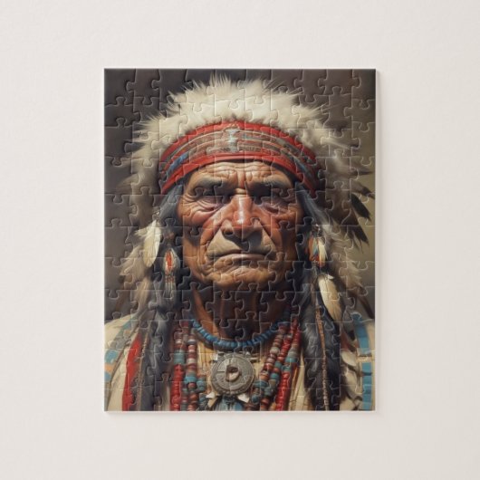 Geronimo Indiaanse krijger portret Legpuzzel (Verticaal)