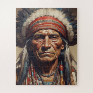 Geronimo Indiaanse krijger portret Legpuzzel