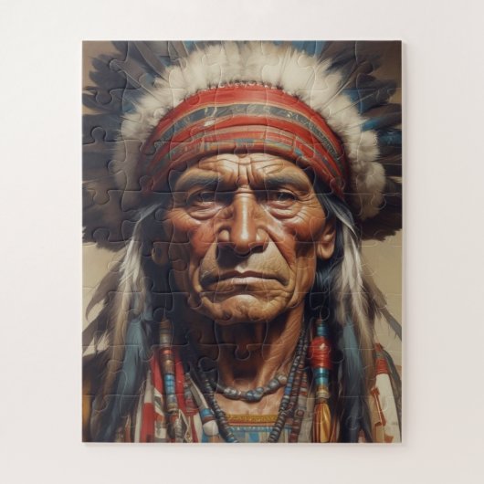 Geronimo Indiaanse krijger portret Legpuzzel (Verticaal)