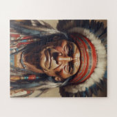 Geronimo Indiaanse krijger portret Legpuzzel (Horizontaal)