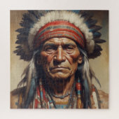 Geronimo Indiaanse krijger portret Legpuzzel (Verticaal)