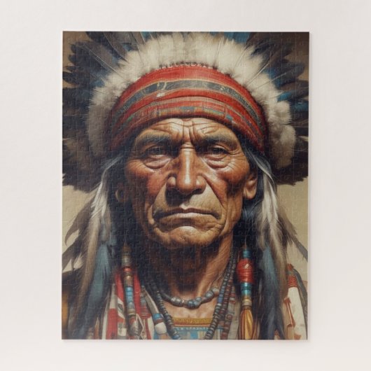 Geronimo Indiaanse krijger portret Legpuzzel (Verticaal)