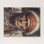 Geronimo Indiaanse krijger portret Legpuzzel (Horizontaal)