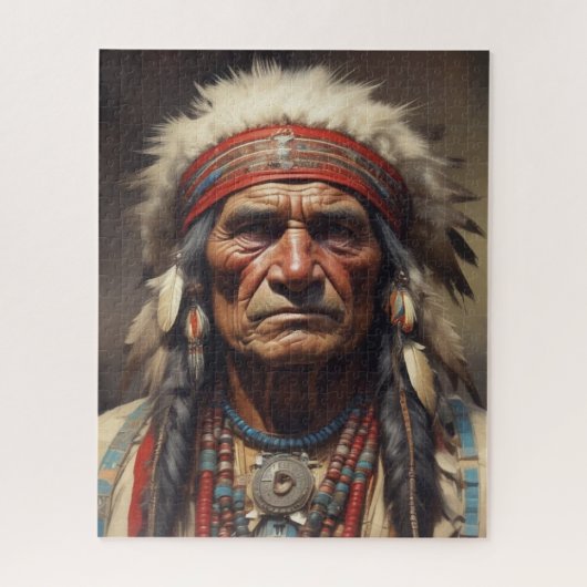 Geronimo Indiaanse krijger portret Legpuzzel (Verticaal)