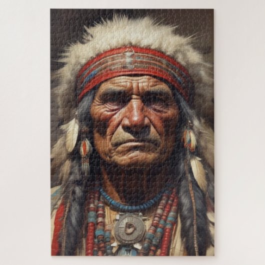 Geronimo Indiaanse krijger portret Legpuzzel (Verticaal)