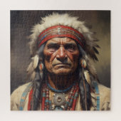 Geronimo Indiaanse krijger portret Legpuzzel (Verticaal)