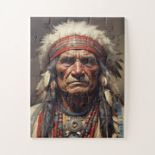 Geronimo Indiaanse krijger portret Legpuzzel
