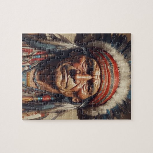 Geronimo Indiaanse krijger portret Legpuzzel (Horizontaal)