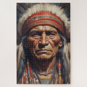 Geronimo Indiaanse krijger portret Legpuzzel
