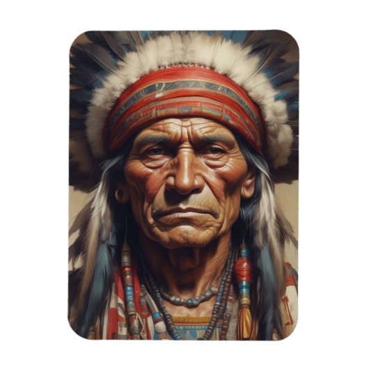 Geronimo Indiaanse krijger portret Magneet (Verticaal)