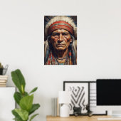 Geronimo Indiaanse krijger portret Poster (Thuiskantoor)