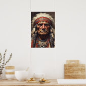 Geronimo Indiaanse krijger portret Poster (Keuken)