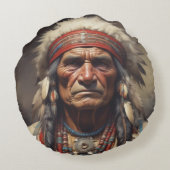 Geronimo Indiaanse krijger portret Rond Kussen (Achterkant)
