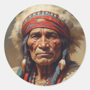 Geronimo Indiaanse krijger portret Ronde Sticker