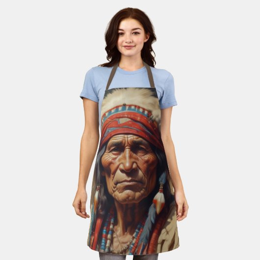 Geronimo Indiaanse krijger portret Schort (Gedragen)