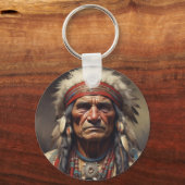Geronimo Indiaanse krijger portret Sleutelhanger (Achterkant)