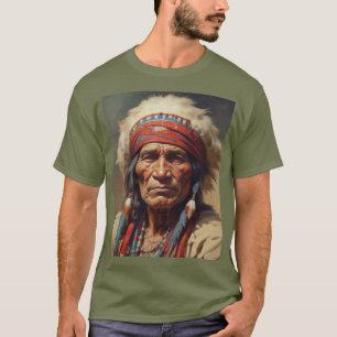 Geronimo Indiaanse krijger portret T-shirt